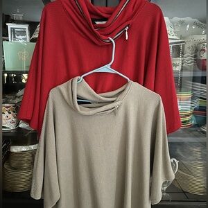 Elegant Red and Tan Women's Sweater Set